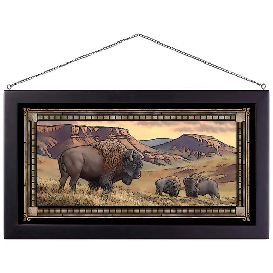 Buffalo Ridge Stained Glass Art - Black Frame
