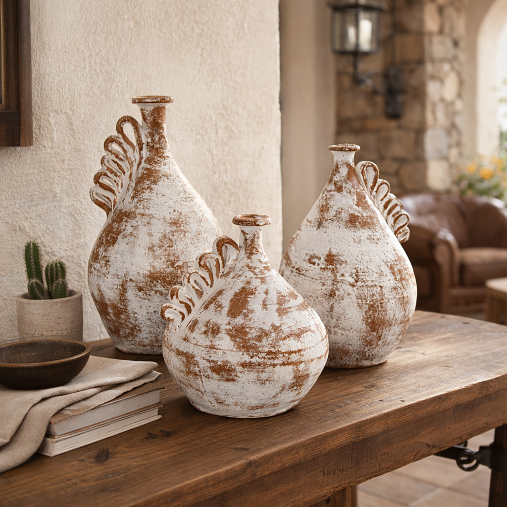 Swirling Sands Clay Vases - Set of 3