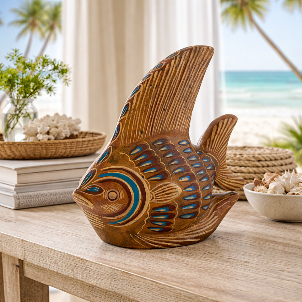 New World Clay Fish Sculpture