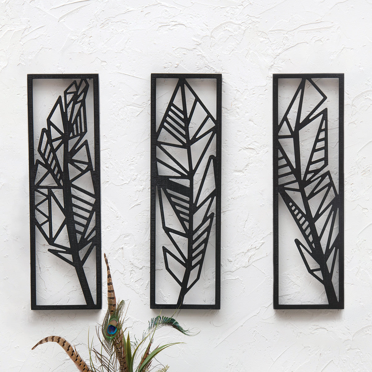 Abstract Feather Wood Wall Art - 2 - CLEARANCE