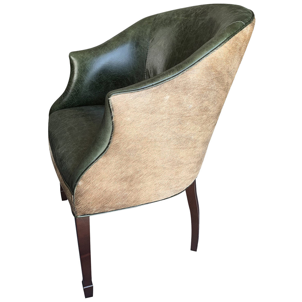 Modern Jade Leather & Cowhide Lounge Chair