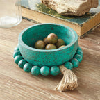 Azure Artisan Beaded Clay Bowl