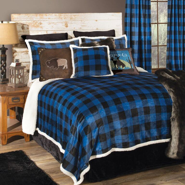 Blue Buffalo Check Window Treatments