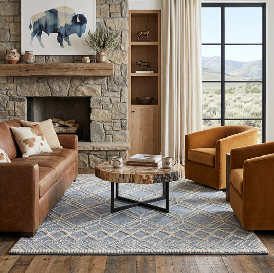Blue Interlaced Diamonds Rug Collection