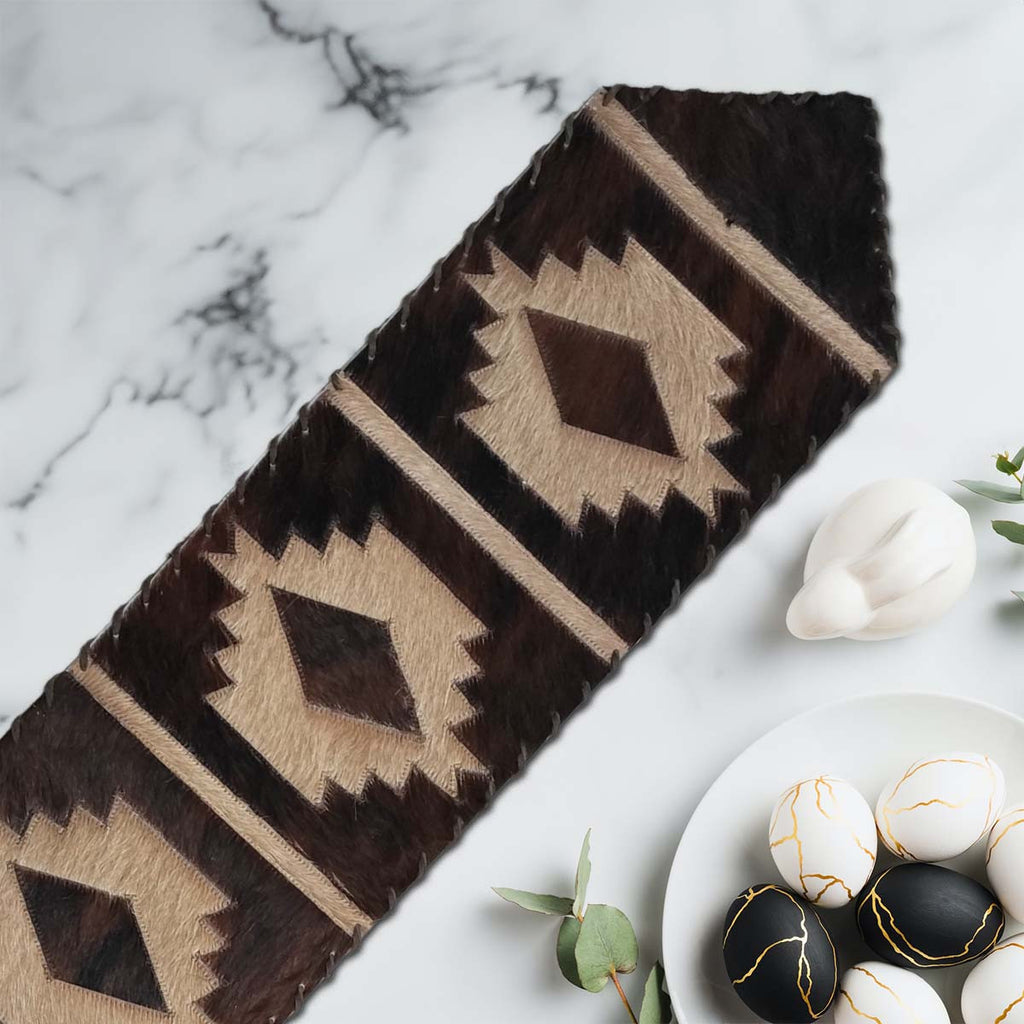 Brindle Step Pattern Cowhide Table Runners