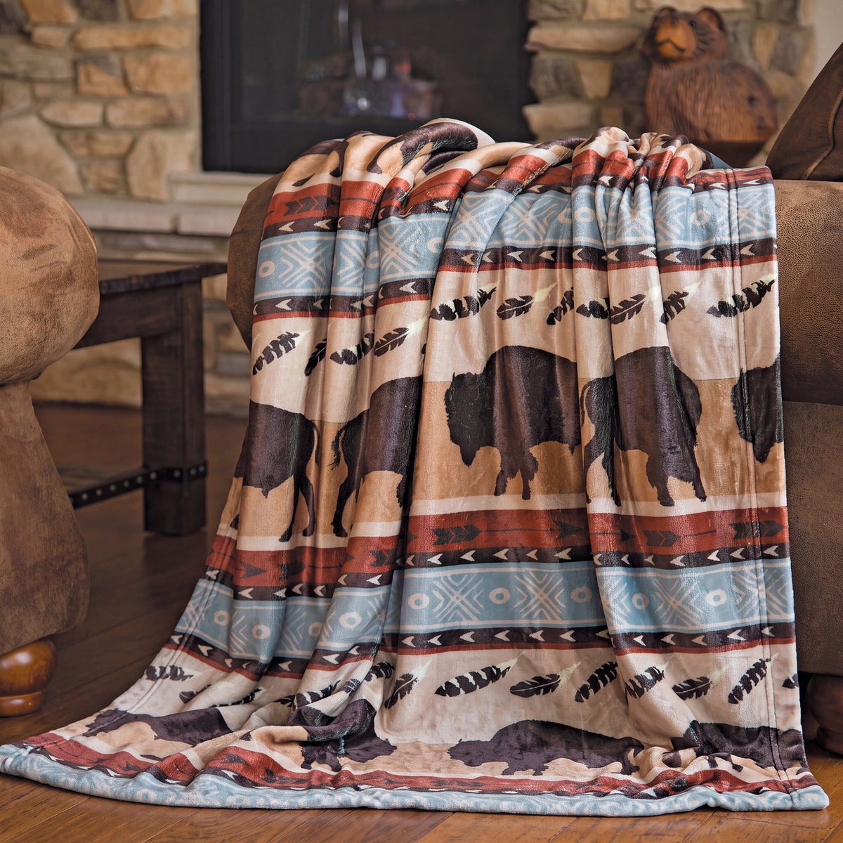 Buffalo Roam Plush Throw
