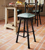 Coronado Iron Stool with Back - Colonial Turquoise