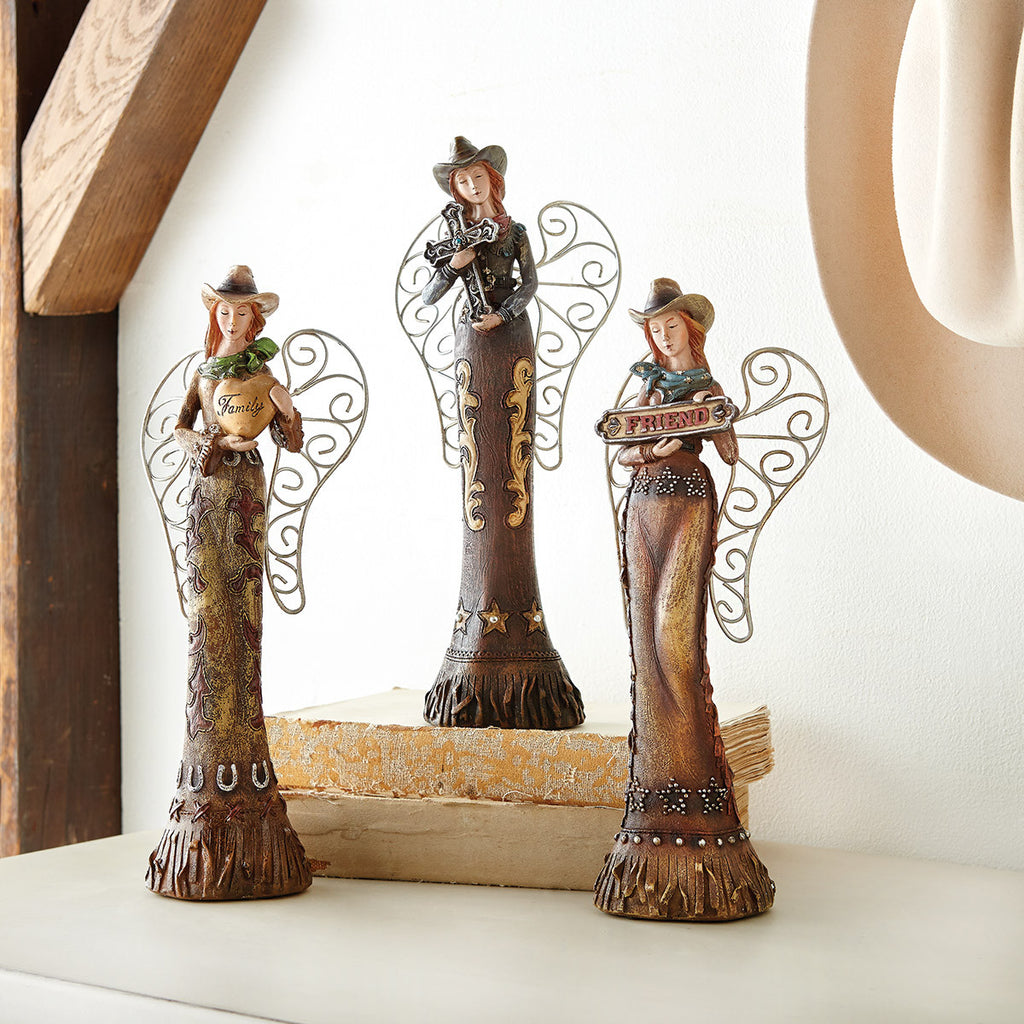 Cowgirl Angel Sculptures - Set of 3