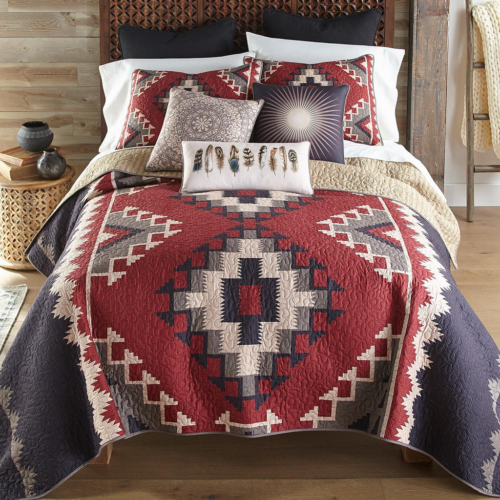 Crimson Vista Quilt Bed Set - Queen