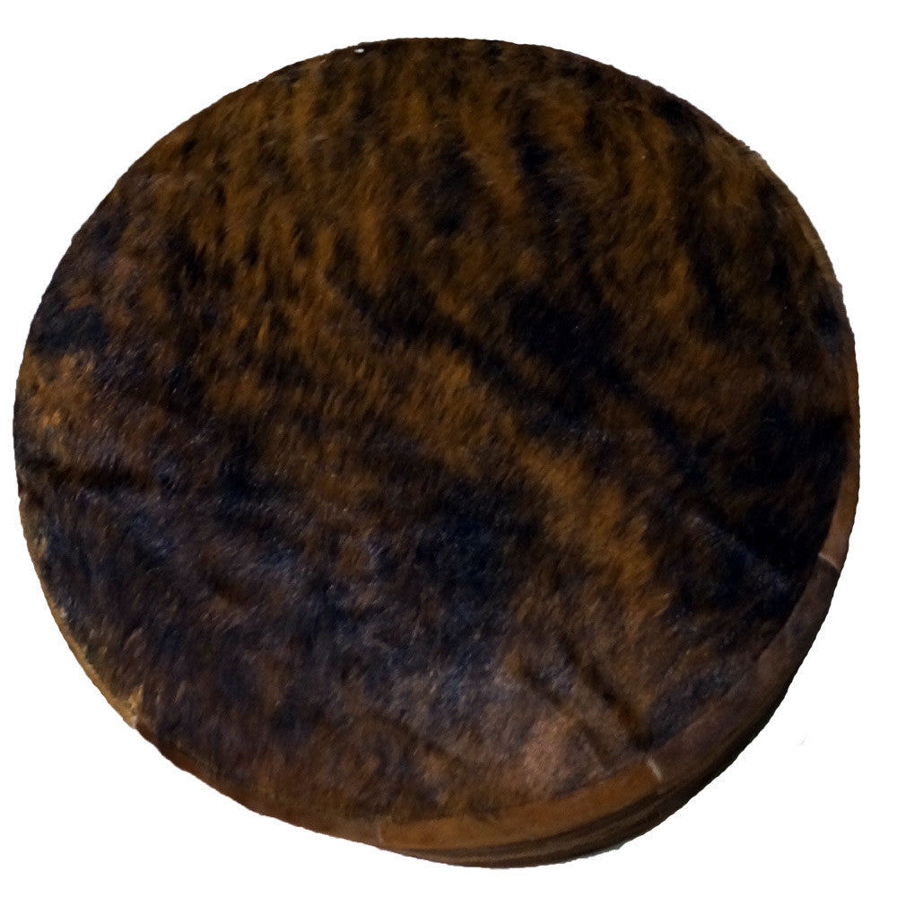 Dark Brown Round Cowhide Ottoman - 24 Inch