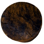 Dark Brown Round Cowhide Ottoman - 24 Inch