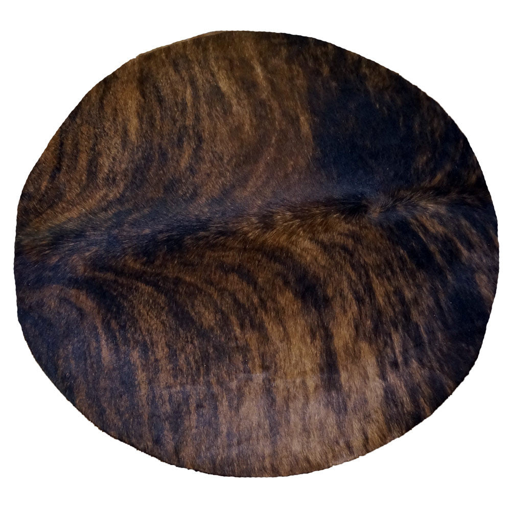 Dark Brown Round Cowhide Ottoman - 36 Inch