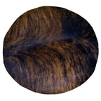 Dark Brown Round Cowhide Ottoman - 36 Inch