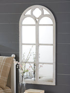 Distressed White Window Mirror
