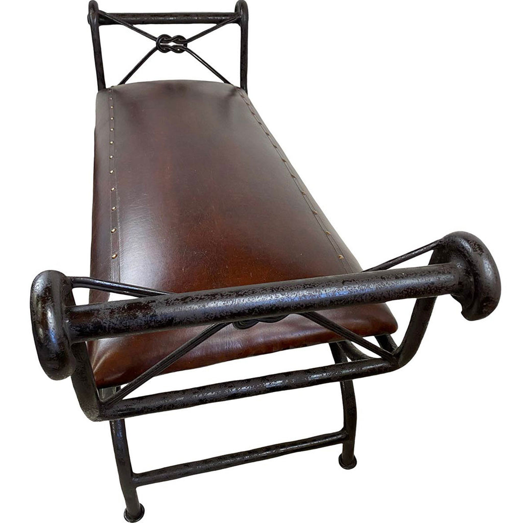Double Vanity Bench with Tacks - Antique Brown