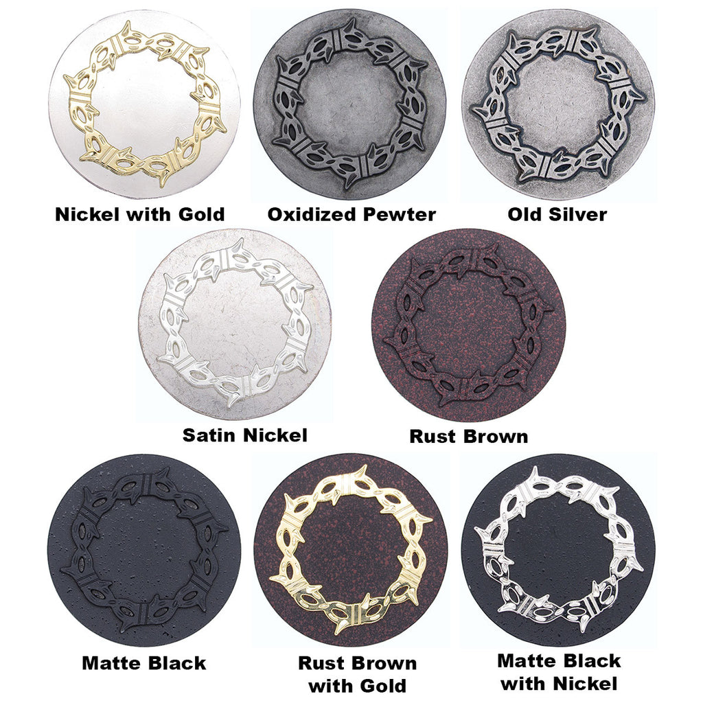 Engraved Barbed Wire Round Knobs - Set of 2