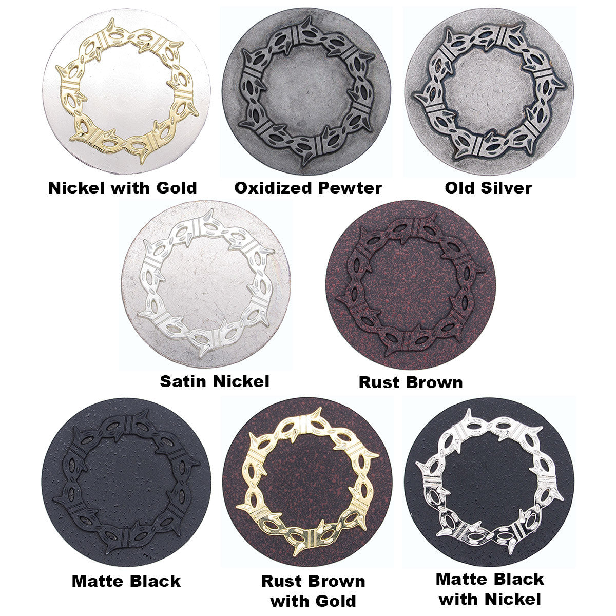 Engraved Barbed Wire Round Knobs - Set of 2