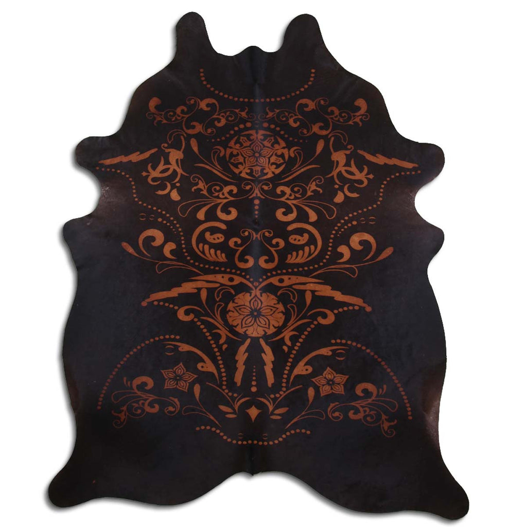 Etched Filigree Black Cowhide Rugs
