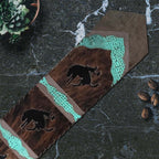 Fringed Bronc & Teal Faux Gator Table Runners
