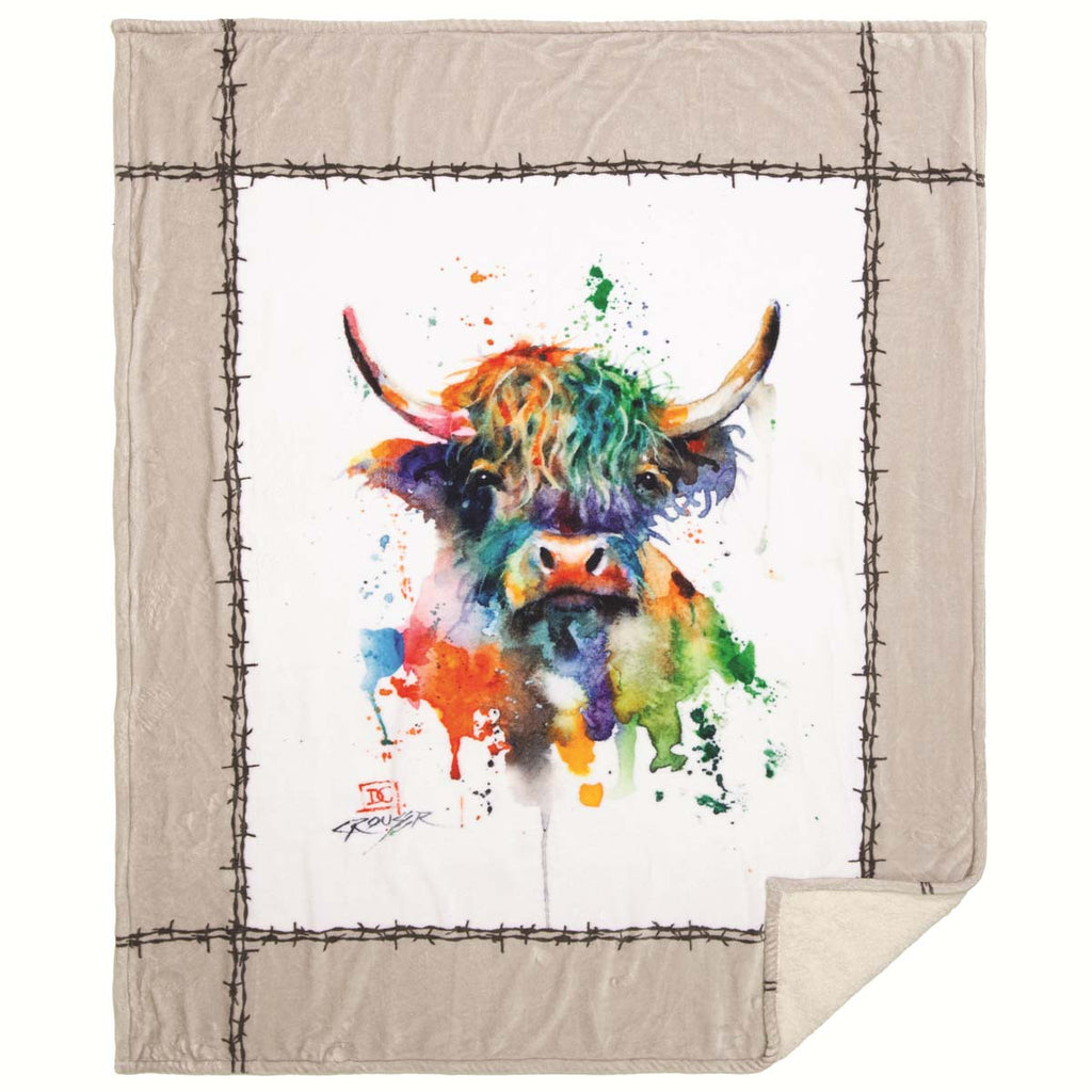 Watercolor Highland Cow Pillow & Throw