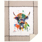 Watercolor Highland Cow Pillow & Throw