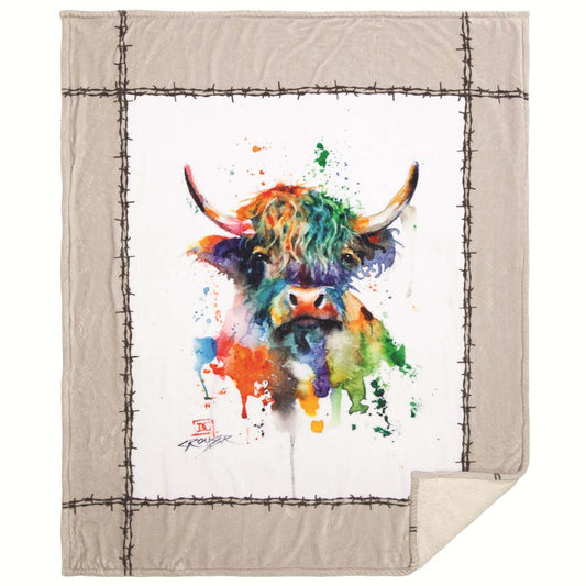 Watercolor Highland Cow Pillow & Throw