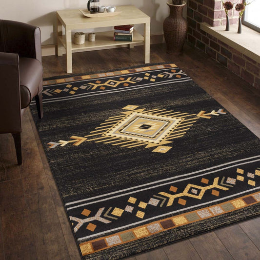 Gold Rush Diamond Black Rug Collection
