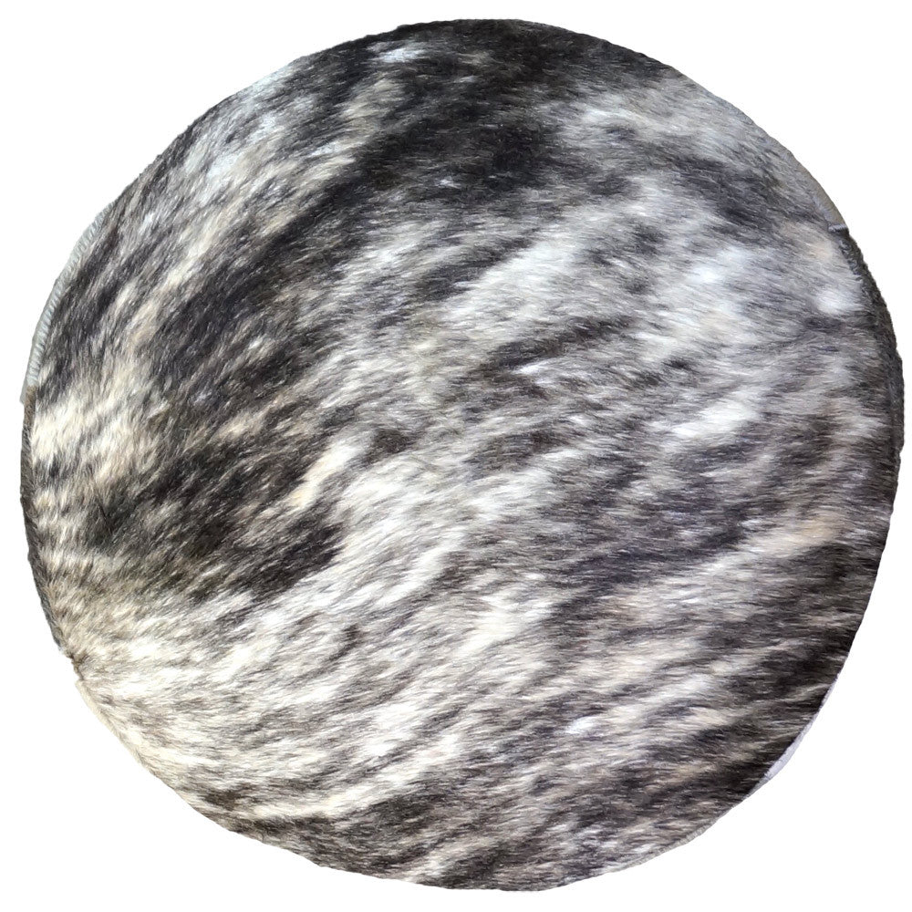 Gray Round Cowhide Ottoman - 24 Inch