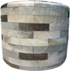 Gray Round Cowhide Ottoman - 24 Inch