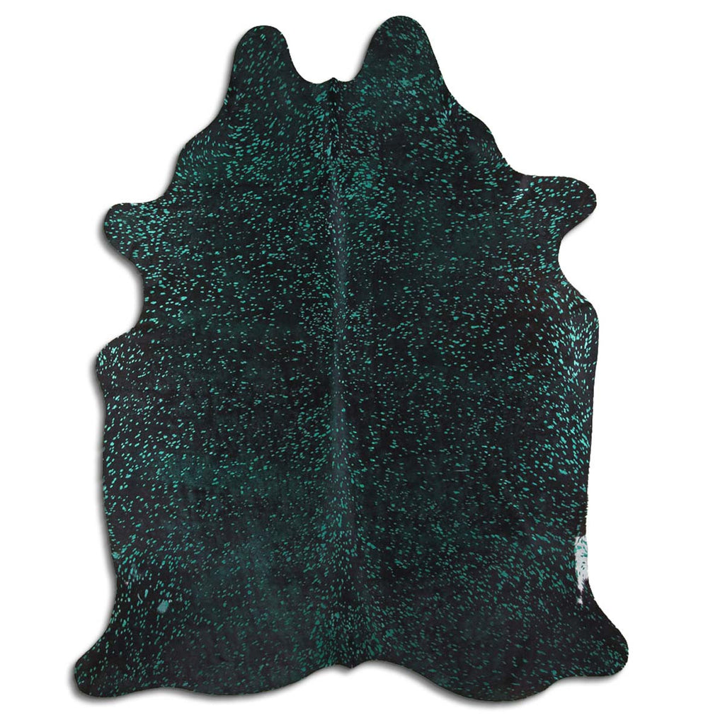 Green Specked Black Cowhide Rugs