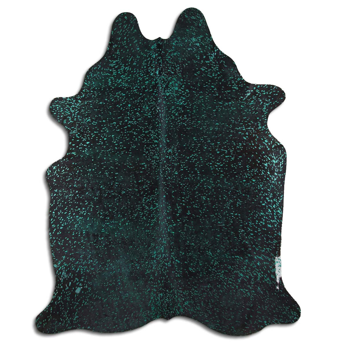 Green Specked Black Cowhide Rugs