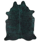 Green Specked Black Cowhide Rugs