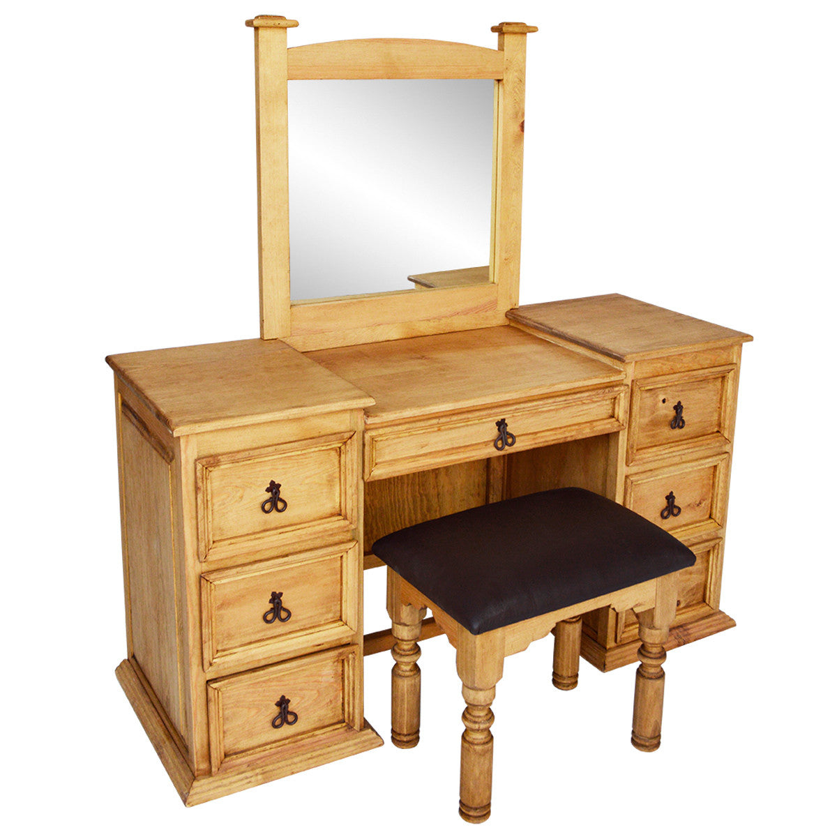 Gunnison Vanity with Mirror & Stool - Honey Finish