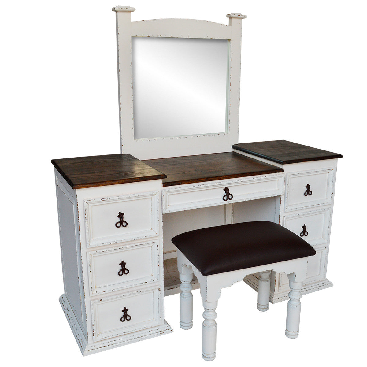 Gunnison Vanity with Mirror & Stool - White Finish