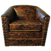 Studded Distressed Leather Swivel Glider