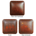Coronado Iron Barstool with Tooled Leather Seat