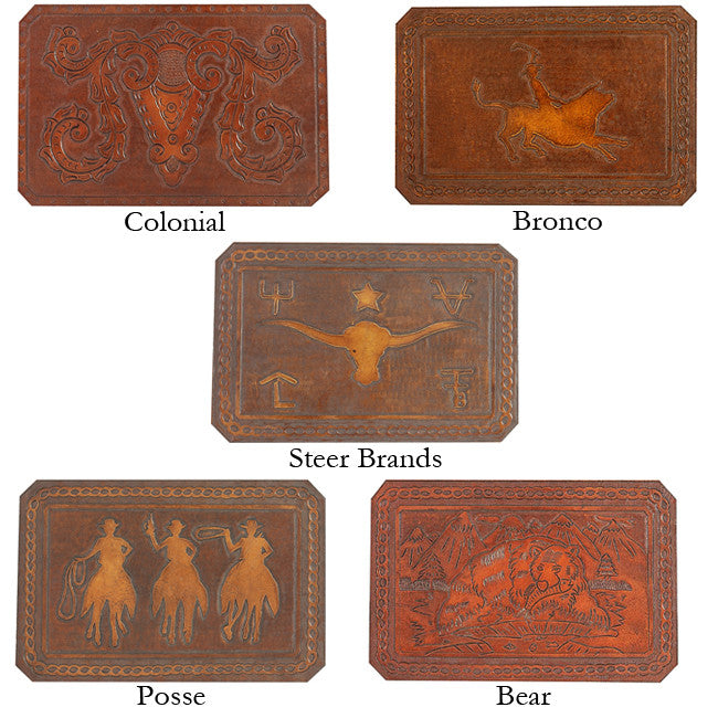 Coronado Iron Counter Stool with Tooled Leather Seat - Set of 3