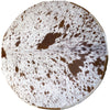 Light Brown Round Cowhide Ottoman - 36 Inch