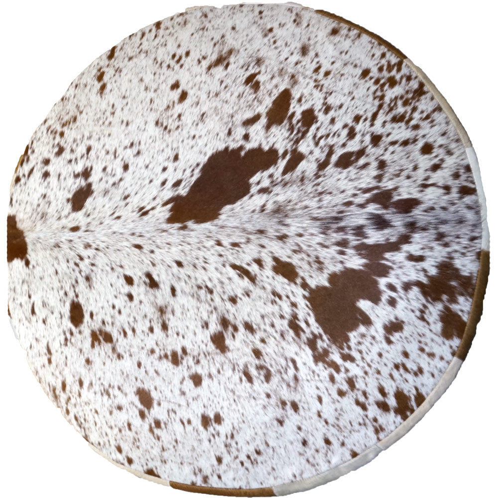 Light Brown Round Cowhide Ottoman - 36 Inch