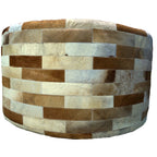 Light Brown Round Cowhide Ottoman - 36 Inch