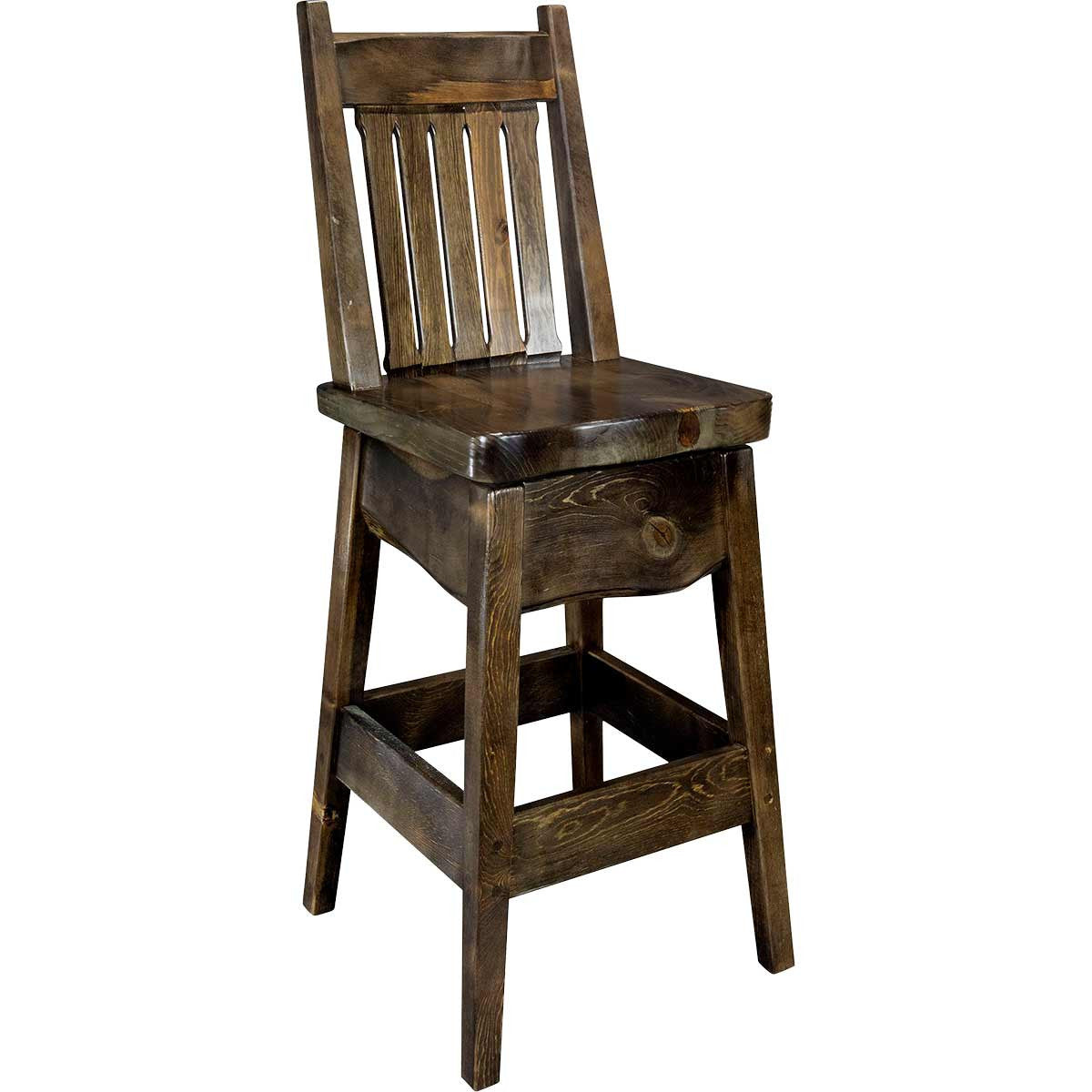 Lima 30 Inch Barstool with Back - Jacobean Stain