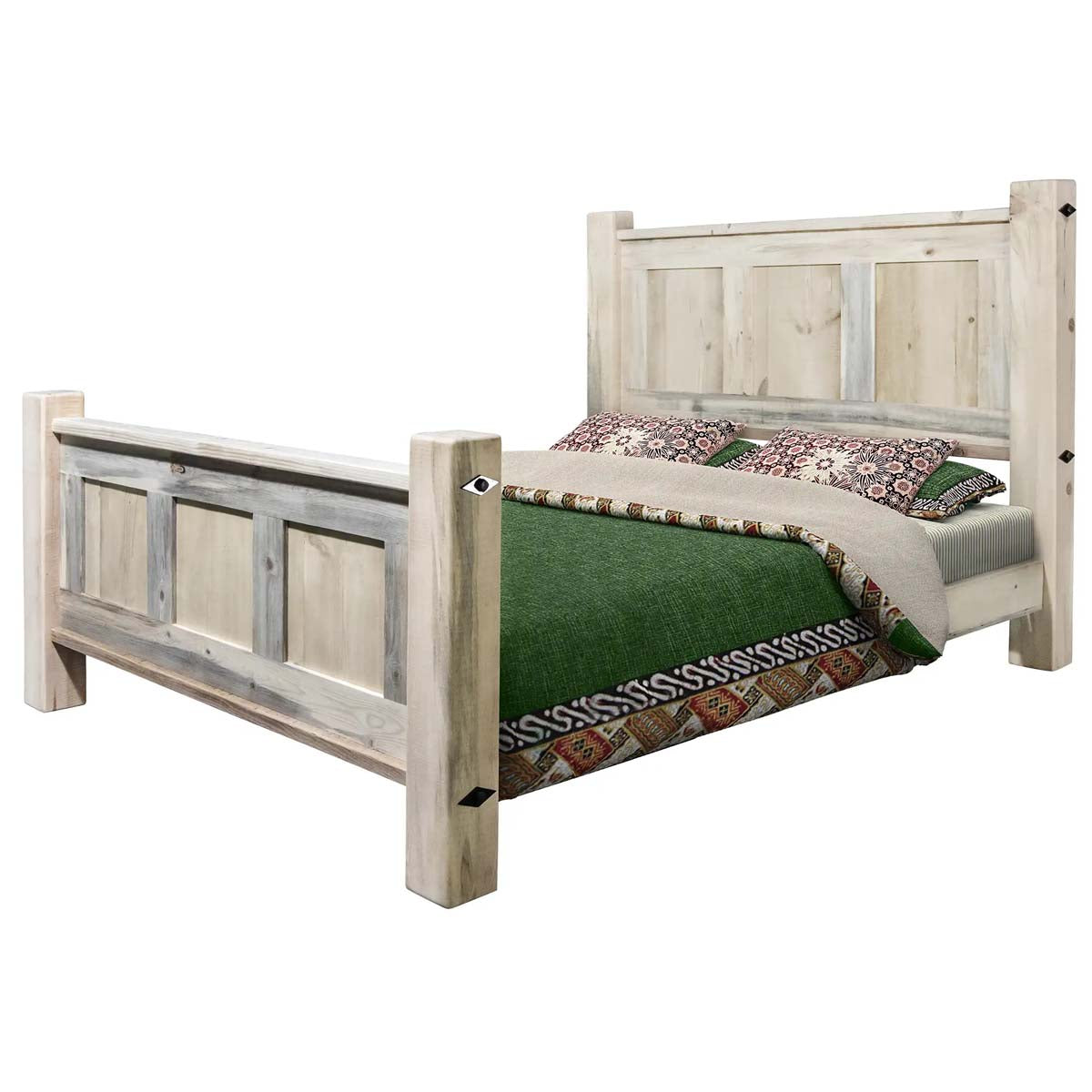 Lima Sawn Bed with Iron & Clear Lacquer