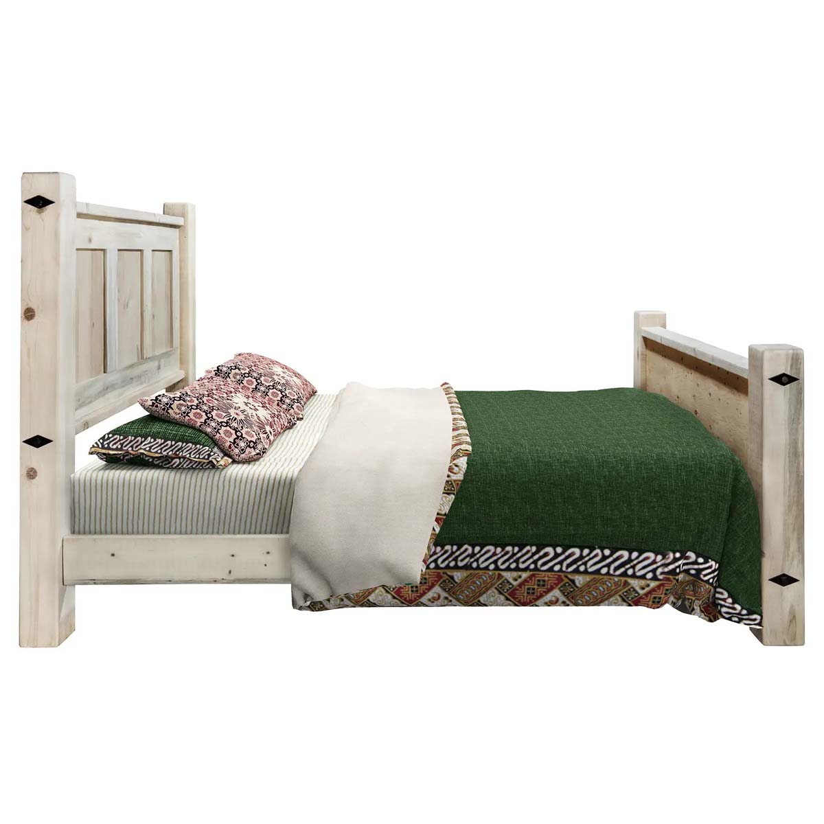 Lima Sawn Bed with Iron & Clear Lacquer