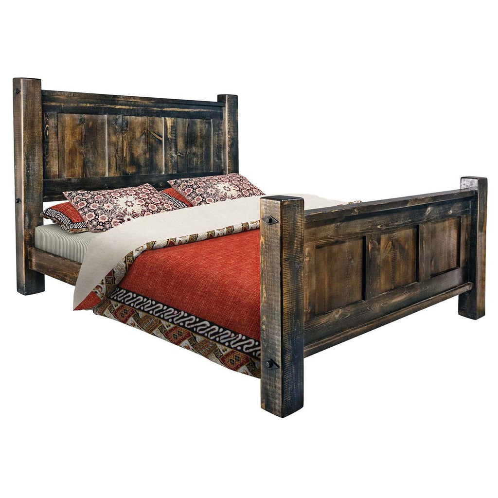 Lima Sawn Bed with Iron & Jacobean Stain