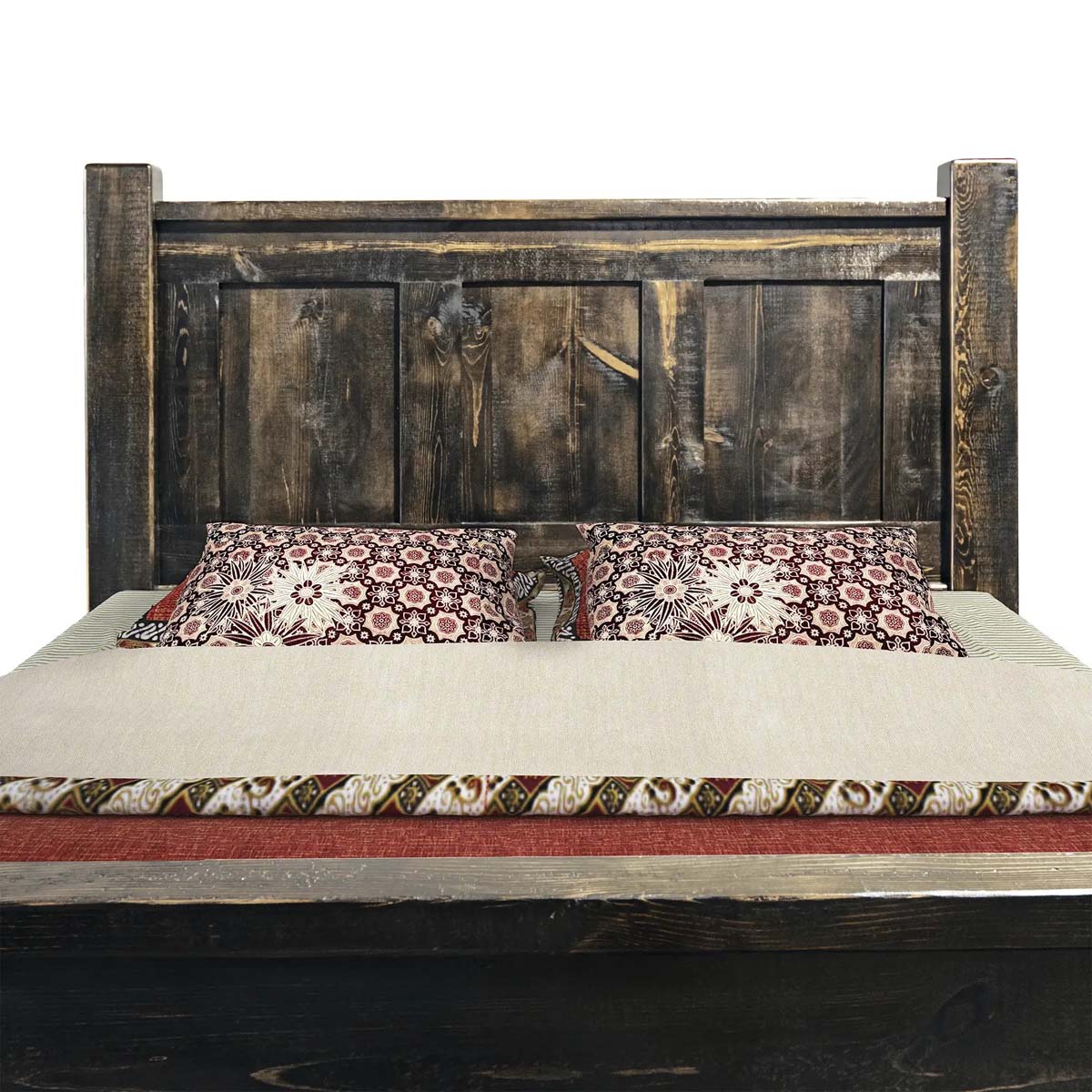 Lima Sawn Bed with Iron & Jacobean Stain