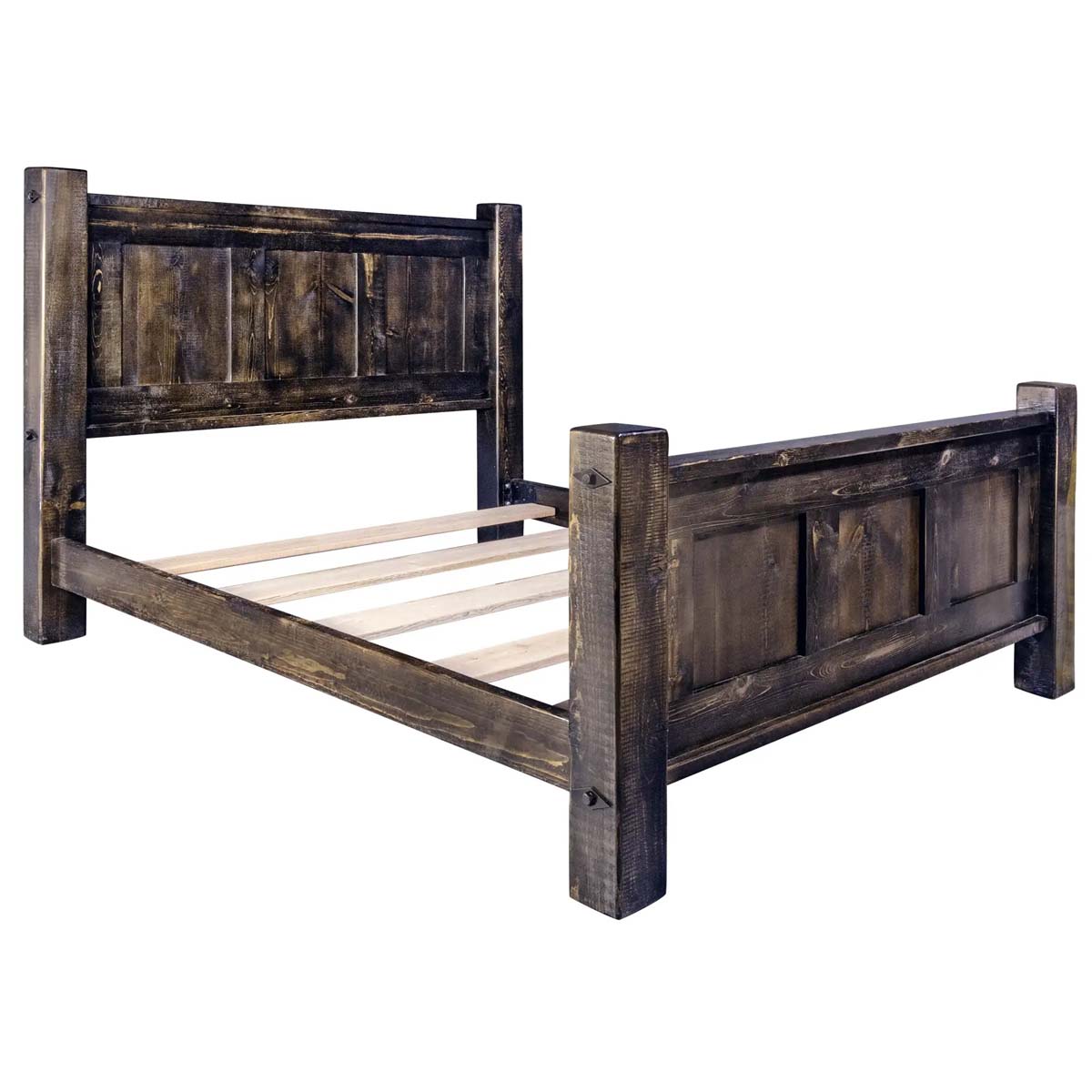 Lima Sawn Bed with Iron & Jacobean Stain