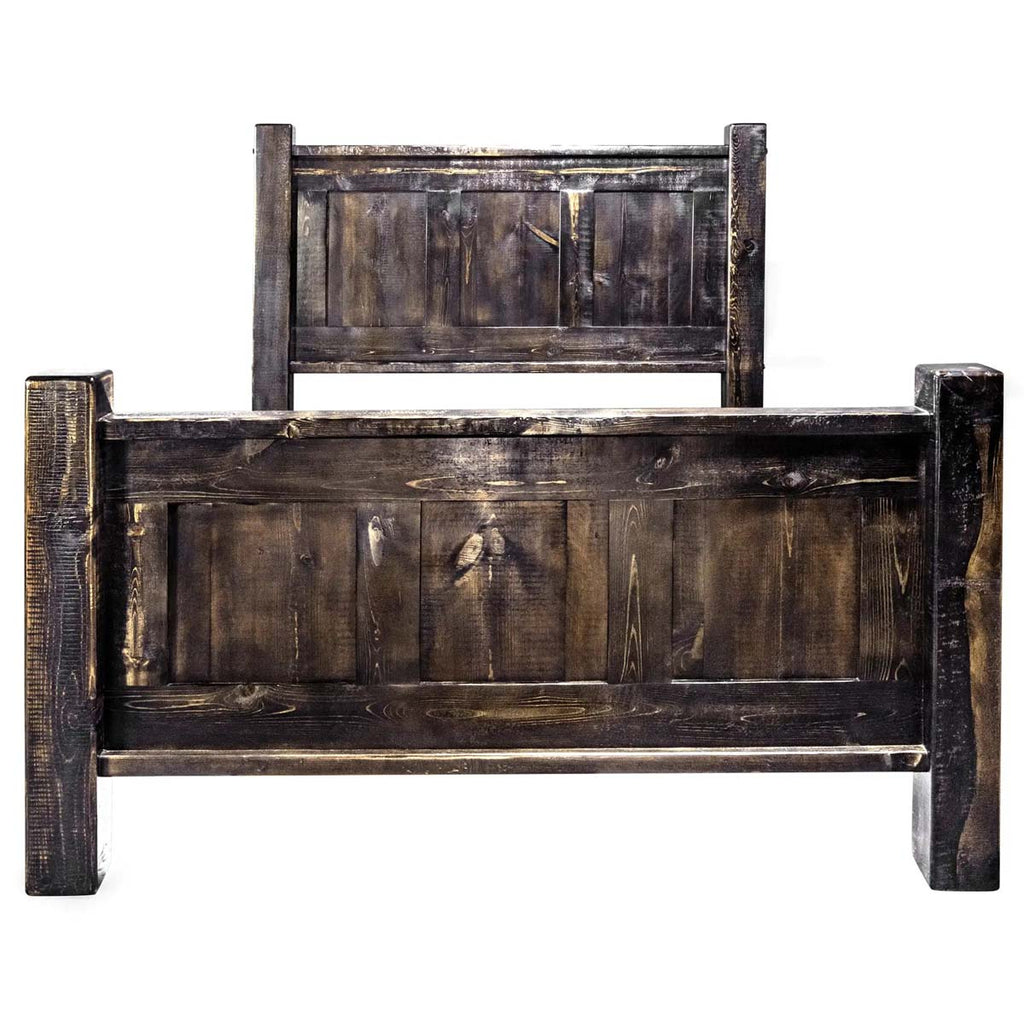 Lima Sawn Bed with Iron & Jacobean Stain