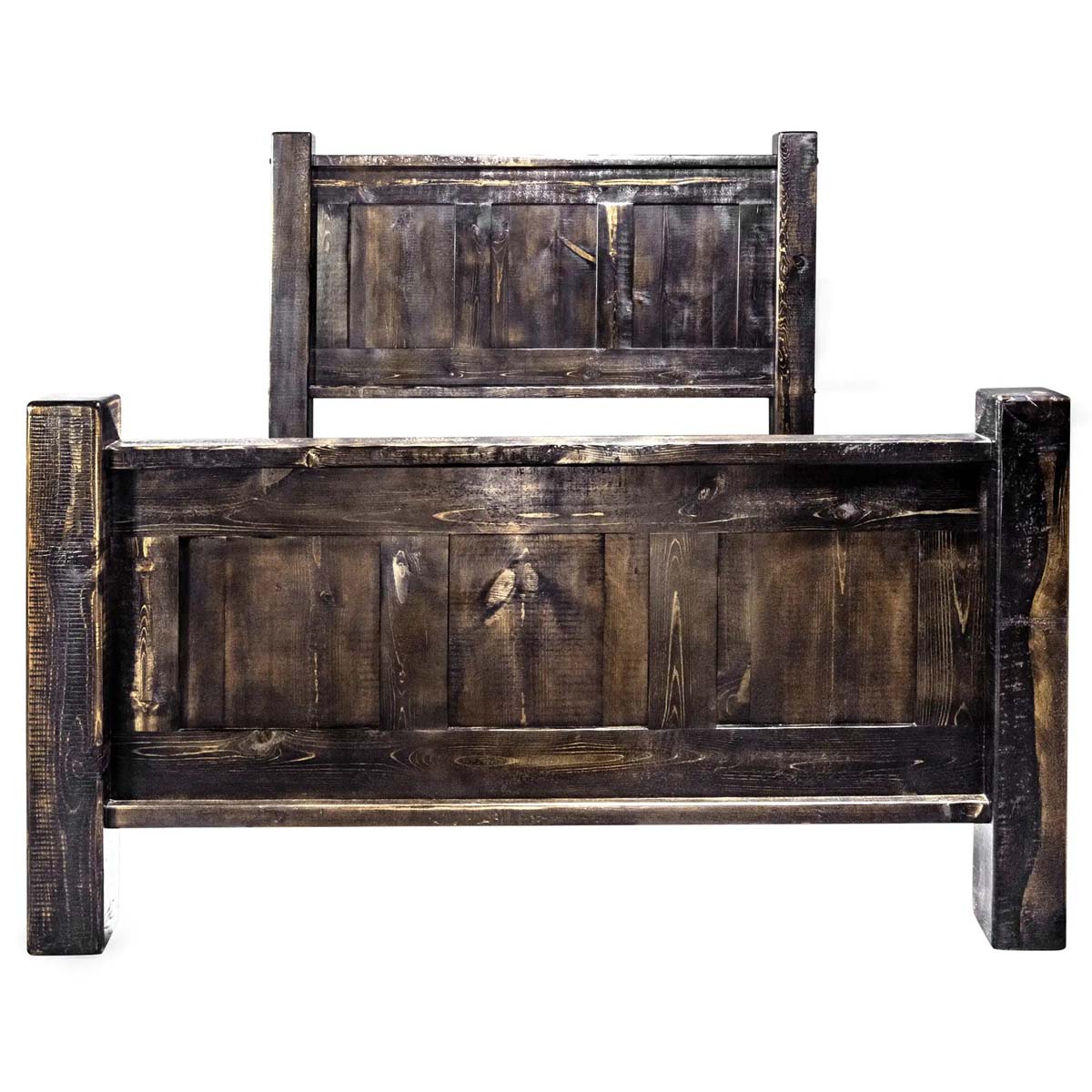 Lima Sawn Bed with Iron & Jacobean Stain