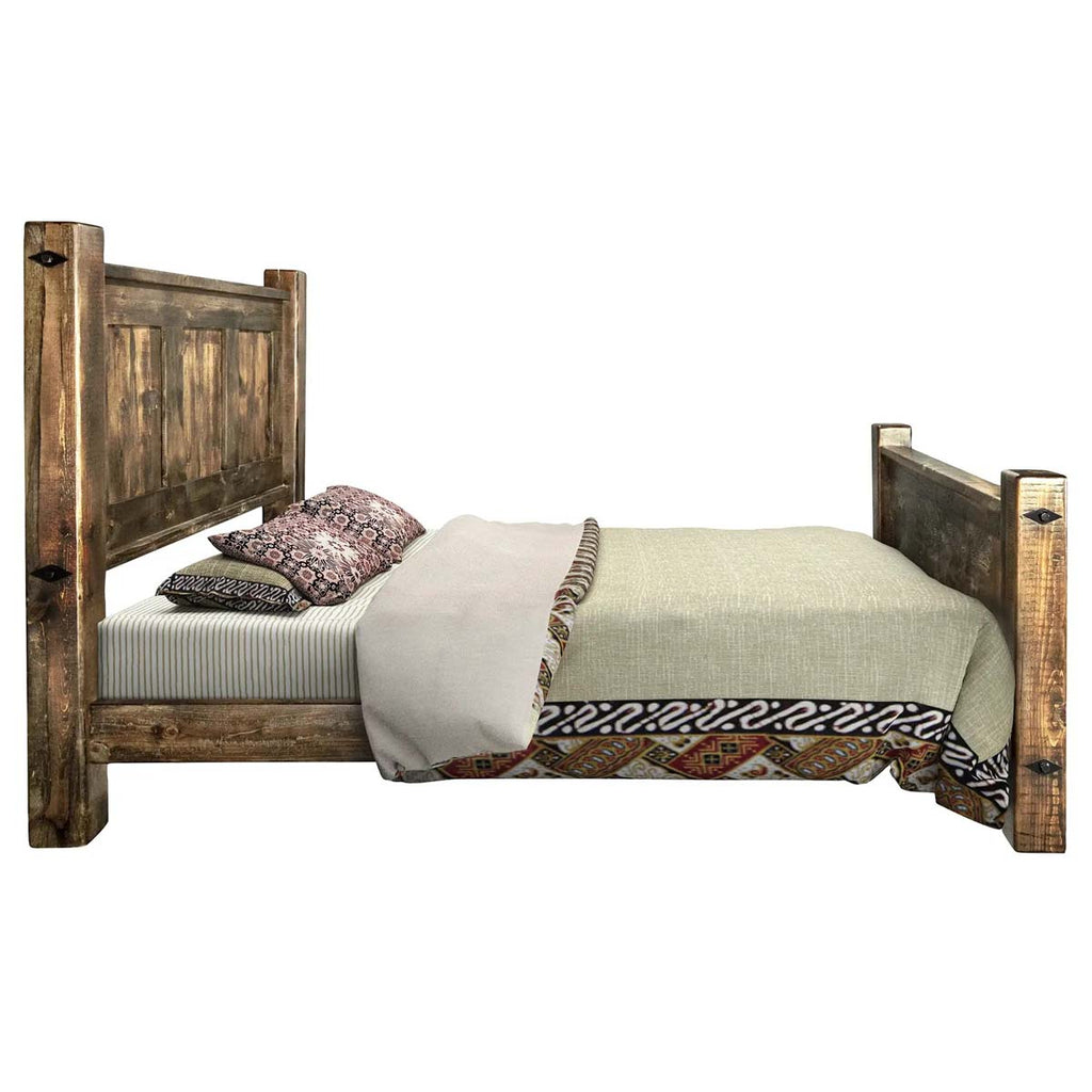 Lima Sawn Bed with Iron & Provincial Stain