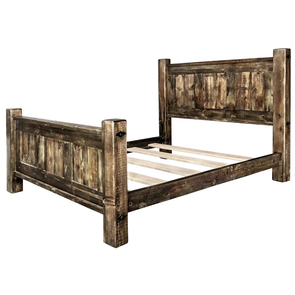 Lima Sawn Bed with Iron & Provincial Stain